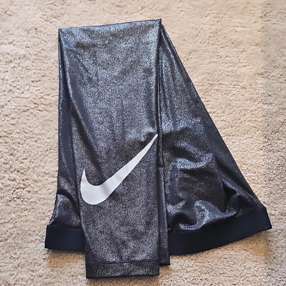 Nike Black Shimmer Leggings with White Swoosh